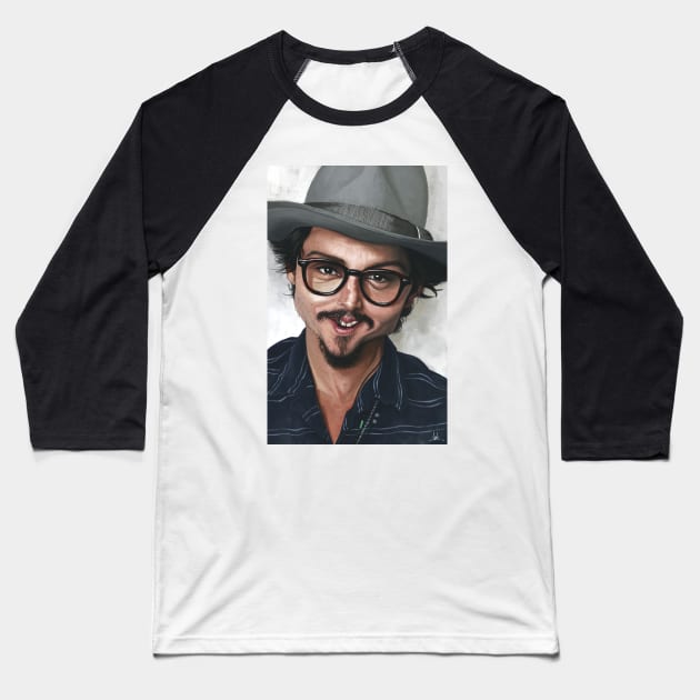 Johnny Depp Baseball T-Shirt by metmangindaan